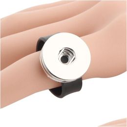 Band Rings 50Pcs/Lot New Fashion Snap Button Ring Adjustable Elastic 18Mm Silica Gel Party Charm Jewellery For Men Women Gift D Dhgarden Dhjef
