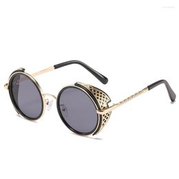 Sunglasses Round Frame Steampunk For Men Women Fashion Vintage Car Driving Metal Sun Glasses Male Female Eyewear