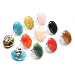 Cluster Rings Unisex Natural Multicolor Agates Finger For Jewelry Gifts Women Men Wholesale Size 30x40mm