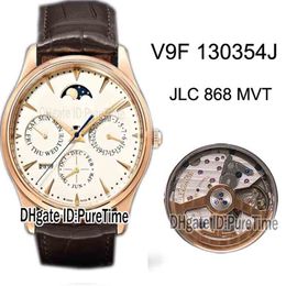 Automatic Mens Watch Rose Gold Silver Dial Moon Phase Leather Ultra Thin Perpetual Calendar Edition101