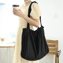 Evening Bags Simple And Large-capacity Shoulder Bag Ins Casual Nylon Cloth Handbag Net Red Fashion Pleated Messenger