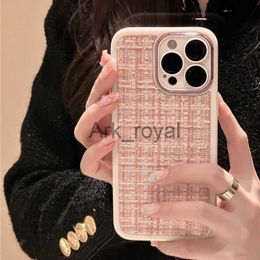 Cell Phone Cases Winter Plush Embroidered Phone Case For iPhone 15 13 12 11 Pro Max XR XS Max 14Pro Shining Weave Lattice Camera Protection Cover J231110