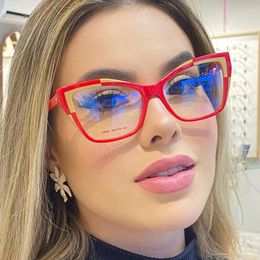 Sunglasses Frames Trend Optical Glasse Anti blue Light Blocking Cat Eye Vision Care Eyeglasses Vintage Red Leopard Eyeglass Frame 230410