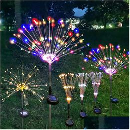 Solar Garden Lights Solar Firework Lights Led Copper String 90Led 120 150Led Garden Outdoor Waterproof 2 Modes 8 Lighting Twinkling Fo Dhkwp