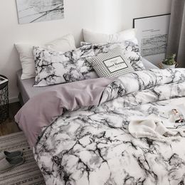 Bedding sets Marble bedding modern Nordic style down duvet cover set comfortable pillowcase single and double sided home textile 230410
