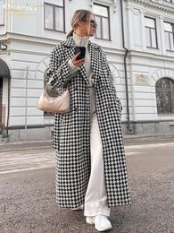 Women s Trench Coats Clacive Winter Loose Houndstooth Women Coat Elegant Lapel Long Sleeve Office Jacket Fashion Classic Warm Overcoat Female 231110