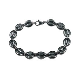 Mens Coffee Bean Chain Bracelet Stainless Steel Black Link Chain For Friends.Husband Gifts.10mm 8.66inch Classic Chain Jewelry
