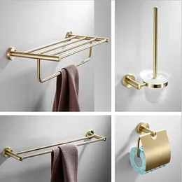 Bath Accessory Set Brushed Gold Bathroom Accessories Towel Rack Stainless Steel 304 Hardware Decoration Bar