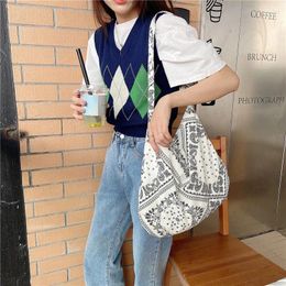 Shopping Bags Vintage Ethnic Paisley Shoulder For Women Fashion Retro Canvas Handbags Leisure Crossbody Beach Bag 2023