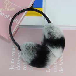 Ear Muffs Real Fur Earmuffs Winter Women Warm Quality Genuine Rex Rabbit Fur Earmuff Lovely Natural Fur Earflaps Wholesale Retail 231109