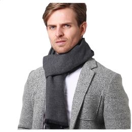 Scarves Winter Cashmere Scarf Men Business Plain Color Pashmina Autumn Wool Shawls and Wraps Male High Quality Keep Warm Scarves 231108