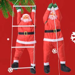 Christmas Decorations Pendant Ladder Rope Climbing Santa Claus Hanging Doll Xmas Tree Decor 231109