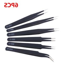 Anti-static ESD Stainless Steel Tweezers Maintenance Tools Industrial Precision Curved Straight Repair Aljia