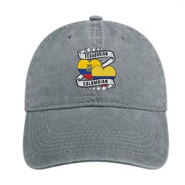 Шариковые кепки Колумбийский эквадорский флаг Рубашка Половина и колумбийская кепка Ковбойская шляпа Дизайнерские чайные шляпы Мужчины Женские