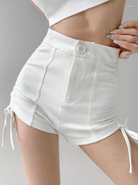 Women's Jeans Summer Fashion Young Girl Elastic Denim Shorts Sexy Female Casual Green Trend Drawstring High Waist Tight A-line Short Pants