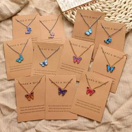 Pendant Necklaces Boho Colorful Butterfly Necklace For Women Girl Cute Fashion Retro Multicolor Clavicle Chain Neck Jewelry Gift Wholesale