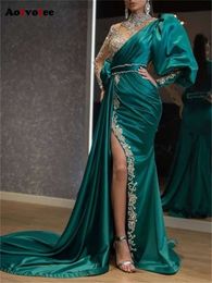 Asymmetrical Maxi for Women Fashion Sequins Diagonal Collar Sexy Dress Elegant Slim Split Evening Dresses