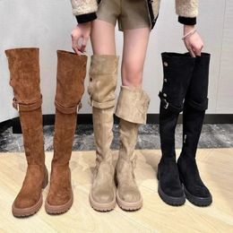 Boots Autumn Women's Over The Knee Boots Fashion Round Toe Chunky Heel Suede Riding Boots for Women Dress Ladies Platform Shoes 231109