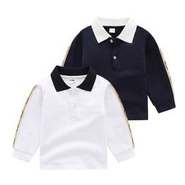 Kids Cotton T-shirts Children Spring Autumn Casual Tops Baby Boys Girls Turn-Down Collar Polo Shirts Pullover Clothes BH107