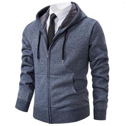 Men's Sweaters Winter Thick Cardigan Mens Sweater Zipper Hooded Coats Jacket Long Sleeve Knitted Outerwear