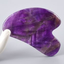 Heart Shaped Crystal Guasha Facial Tool Natural Amethyst Gua Sha Massager for Face Body Skin Lifting Tool to Reduce Puffiness Beauty Care