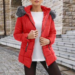 Women's Trench Coats Women Parka Fur Collar Winter Jacket 2023 Korean Hooded Thick Warm Long Female Coat Casual Outwear Down Cotton Parkas