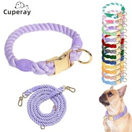 Dog Collars Leashes Macaron Pet Collar Leash Set Versatile High Quality Heavy Duty Strong Dog Leash with Exquisite Metal Fasteners Pet Accessories 231110