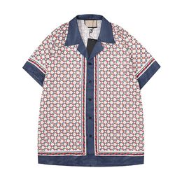 Men Designer Blouses Casual Shirts Fashion Letter Print Slik Bowling Shirt Mens Plus Size Dress Shirts Summer Short Sleeve Tshirt 2775