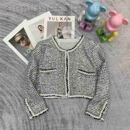 Women's Jackets designer Early Autumn New CH Nanyou Gaoding Xiaoxiangfeng Celebrity Temperament Sequin Mixed Colour Silk Woven Soft Tweed Short Coat GTXO