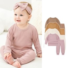 Clothing Sets Striped Bamboo Fiber Toddler Pajamas Set Soft Kid Baby Boy Girl Clothes Long Sleeve Sleepwear for Girls 231109