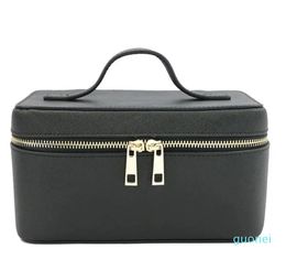Cosmetic Bags Cases Ladies Saffiano Split Leather Travel Toiletry Case Portable Hanging Makeup Organiser Box Dopp Kit For Women