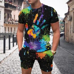 Men's Tracksuits Men's Summer Short Sleeve T-shirts Shorts Sets Vintage 3D Print High Quality Oversized Men T Shirt Suits Clothing