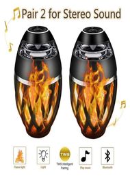 2 1pcs pack Portable Flame Light Bluetooth Speaker Column MP3 Player FM Radio Computer Subwoofer HIFI Sound TWS Torch outdoor Spea3289252