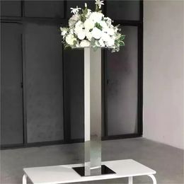 decoration Mirror gold silver Acrylic Flower Stand Centrepieces For Wedding Table 776