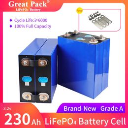 LiFePO4 4PCS 3.2V 230Ah Brand New Grade A Lithium Ion Battery Cell 100% Full Capacity Rechargeable Deep Cycle Solar Power Bank