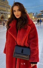 Jackets Warm Long Luxury Teddy High Quality Faux Fur Coat Oversize With Wool Fibres Fashion