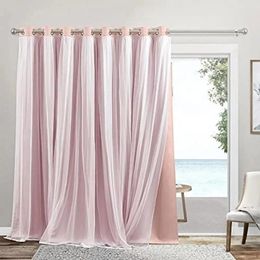 Curtain Catarina Layered Room Dark Shading And Transparent Grommet Top Terrace Panel 100 "x84" Rose Red Window
