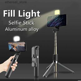 Selfie Monopods 2022 For Tiktok Facebook Extendable 4 in 1 Aluminium Selfie Stick Tripod with Wireless Remote 360 Rotation Phone Stand Holder Q231110