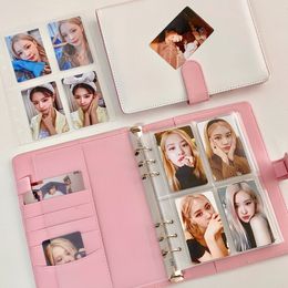 Notepads Candy Color A5 Pu Leather Binding Po Card Cover Cute Kpop Loose Collection Book Album Storage Stationery 230408