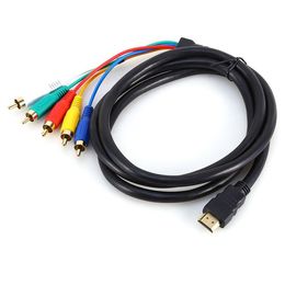 Freeshipping 5FT / 15M HD-MI Male to 5 RCA Male RGB Audio Video AV Adapter Cable Cord Wire Pxild