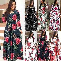 Casual Dresses Elegant Summer Women's Dress Bohemia Flower Print Maxi Fashion Hollow Out Tunic Vestidos Plus Size 5XL1