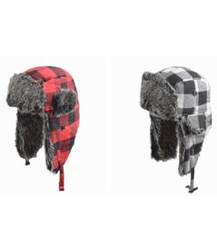 Winter Trapper Bomber Hat Warm Trooper Snow Cap Vintage Plaid Cycling Hats Outdoor Windproof Earmuffs Ski Cap ZZA8123032113