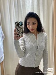 Women's Knits Fashion Women Sweater 2023 Autumn Casual Ladies Commuter Short Gray Cashmere Cardigan For Chic Tops