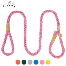 Dog Collars Leashes Cotton Dog Leash Collar Slip Training Lead for Medium Large Dog Dog Leash Leather Slip Preventer P Chain Pet Leash Comfortable 231110