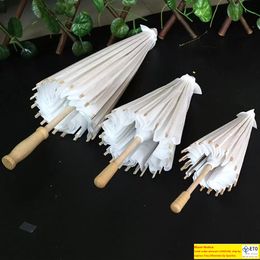 New Ecofriendly Bamboo White Color Long-handle Bridal Wedding Paper Parasols DHL Fedex