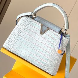 10A Retro Mirror Quality Designer Bag Crobody Houlder Pure Women Crocodile Texture High-end Genuine Leather Hand . 1th