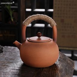 Water Bottles High Temperature Resistant Rough Pottery Boiled Teapot Kettle Tea Ceremony Kung Fu Retro Handmade Fire Stoves 231109