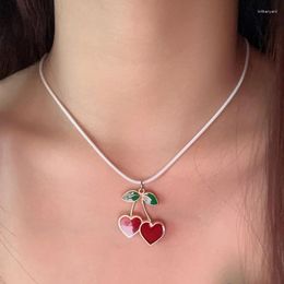 Pendant Necklaces Light Luxury Cherry Necklace For Women Fashion Wax Line Clavicle Chain