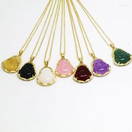 Chains 6Pcs Golden Link Chain Natural Stone Jade Buddha Necklace For Woman 2023 Luxury Jewelry