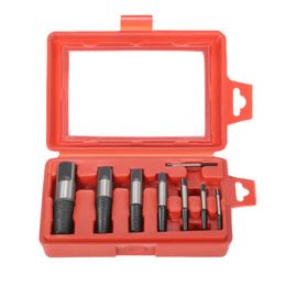 Freeshipping 8Pcs/lot Screw Extractor Easy Out Drill Bits Remover Set hand Tools Kits for Broken Bolt Faucet Triangular Valve Case Arihi